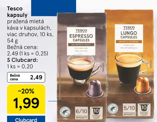Tesco kapsuly pražená mletá káva v kapsulách