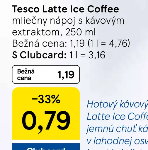 Tesco Latte Ice Coffee mliečny nápoj s kávovým extraktom