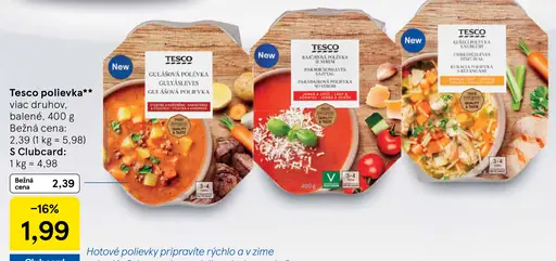 Tesco polievka viac druhov balená