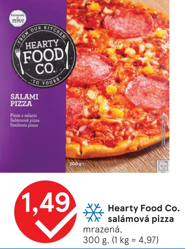 Hearty Food Co. salámová pizza mrazená