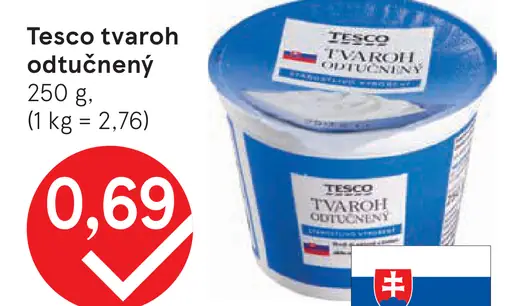 Tesco tvaroh odtučnený
