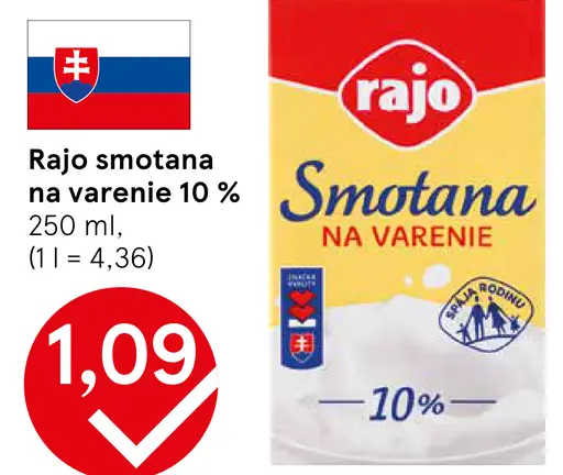 Rajo Smotana na varenie 10%