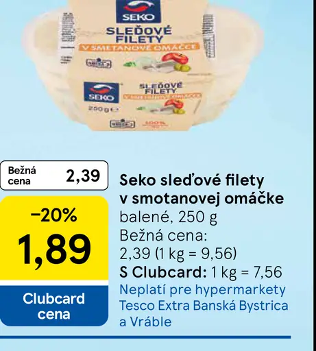 Seko sleďové filety v smotanovej omáčke