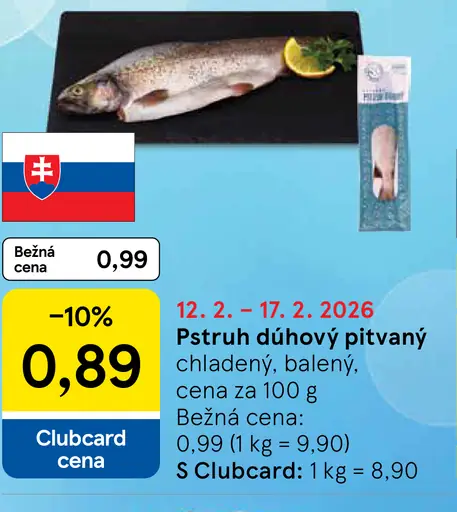 Pstruh dúhový pitvaný chladený, balený