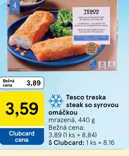 Tesco treska steak so syrovou omáčkou mrazený