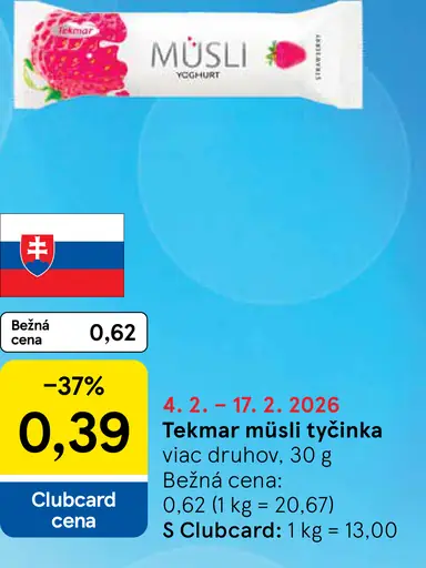 Tekmar müsli tyčinka jogurt