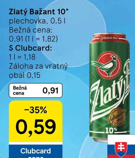 Zlatý Bažant 10° plechovka