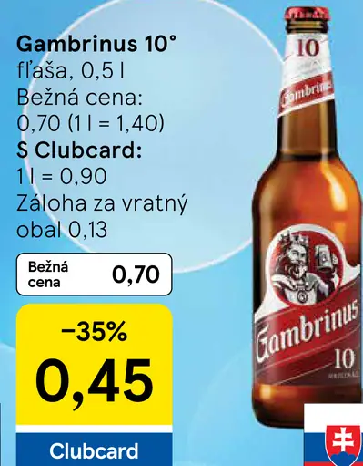 Gambrinus 10° fľaša