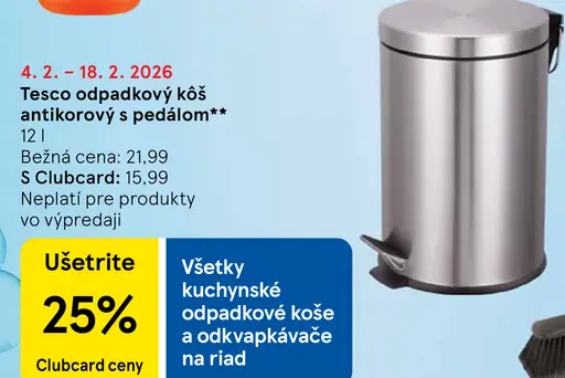 Tesco odpadkový kôš antikorový s pedálom