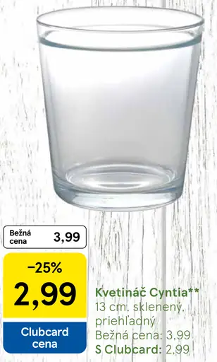 Kvetináč Cyntia sklenený priehľadný