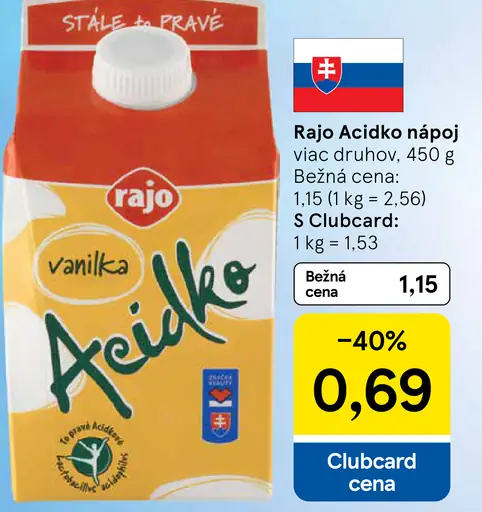 Rajo Acidko vanilka kyslomliečny nápoj