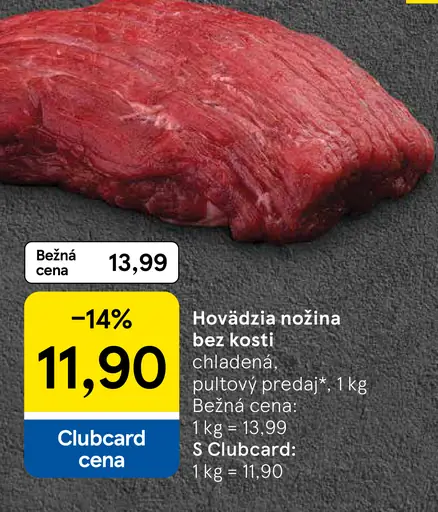 Hovädzia nožina bez kosti chladená, pultový predaj