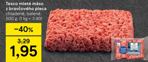 Tesco mleté mäso z bravčového pleca