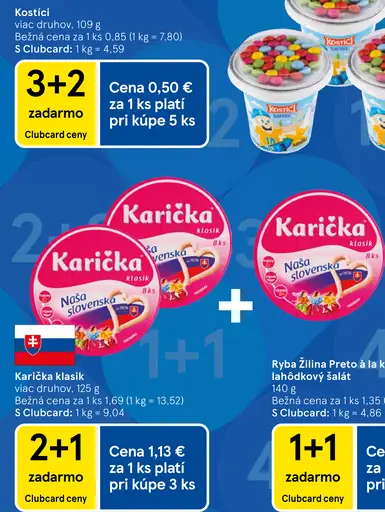 Karička klasik tavený syr rôzne druhy