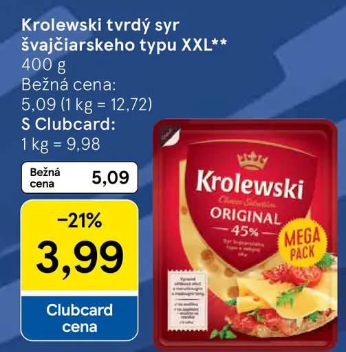 Krolewski tvrdý syr švajčiarskeho typu XXL