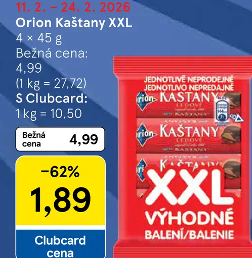 Orion Kaštany čokoládová tyčinka XXL výhodné balenie