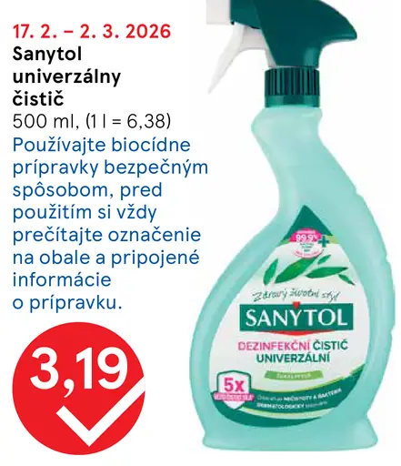 Sanytol univerzálny dezinfekčný čistič