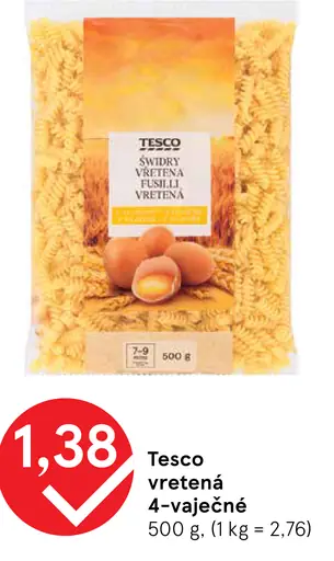 Tesco svieže vaječné vretená cestoviny