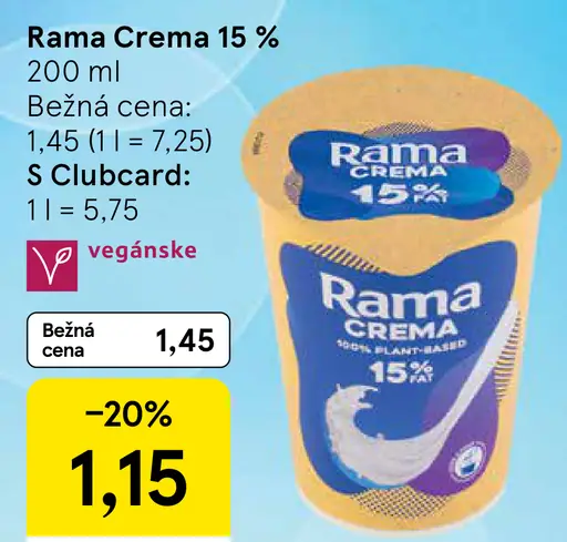 Rama Crema 15 % rastlinná smotana