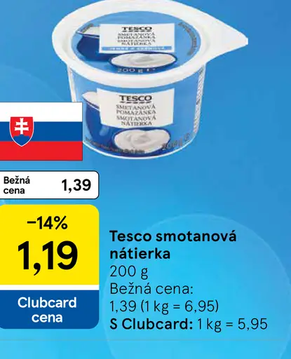 Tesco smotanová nátierka