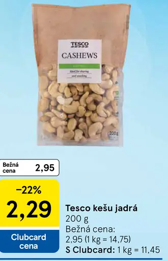 Tesco kešu jadrá