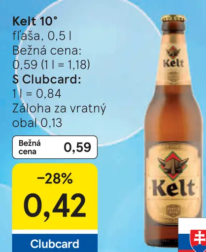Kelt 10° fľašové pivo