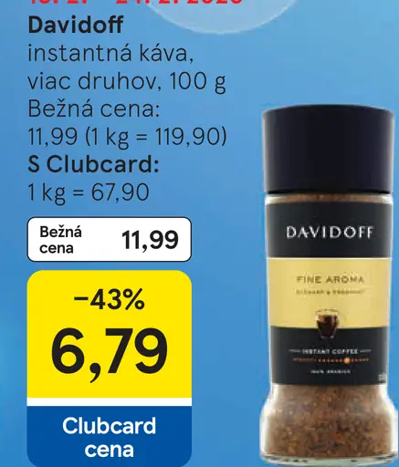 Davidoff instantná káva rôzne druhy