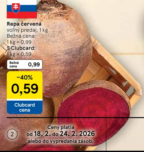 Repa červená voľný predaj