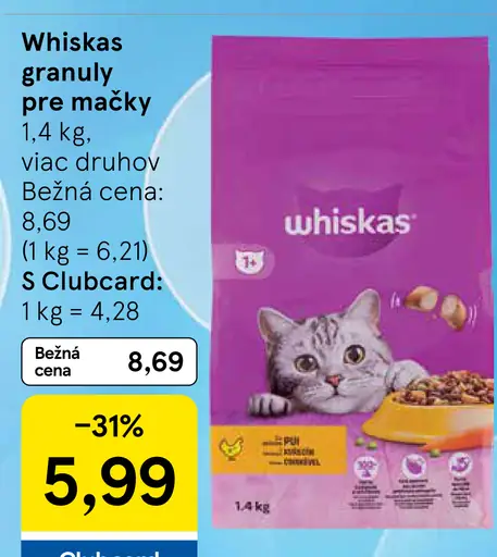 Whiskas granuly pre mačky