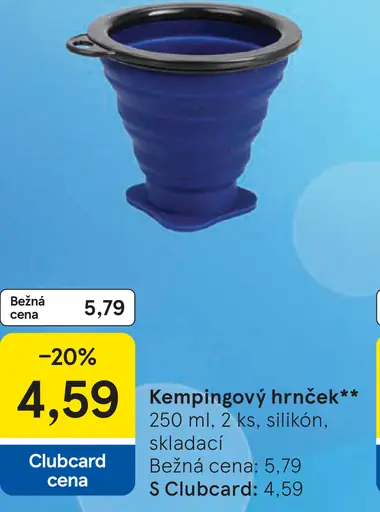 Kempingový hrnček silikónový skladací