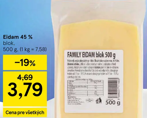 Eidam 45 % blok syr