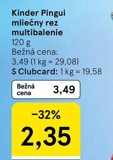 Kinder Pingui mliečny rez