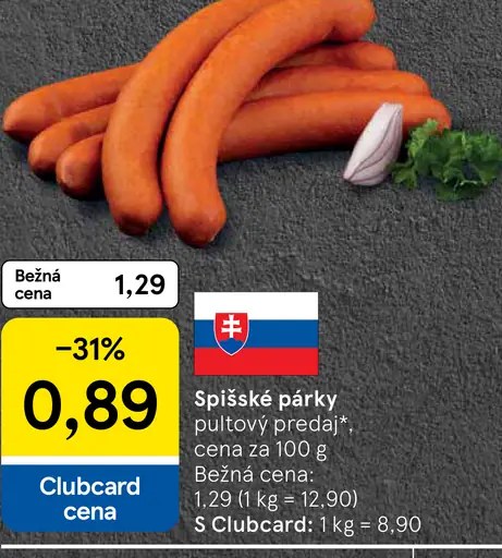 Spišské párky pultový predaj