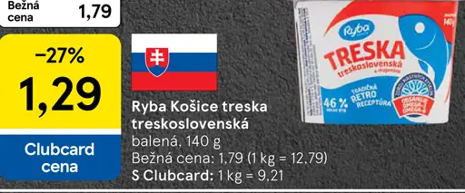 Ryba Košice treska treskoslovenská balená