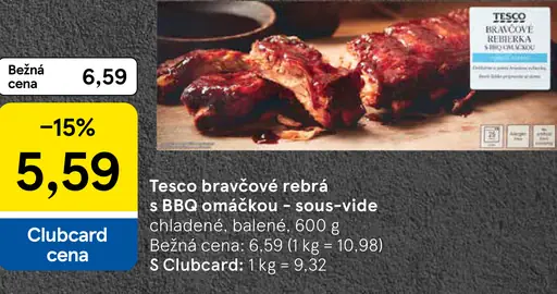 Tesco bravčové rebrá s BBQ omáčkou
