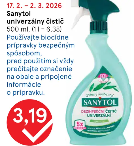 Sanytol univerzálny dezinfekčný čistič