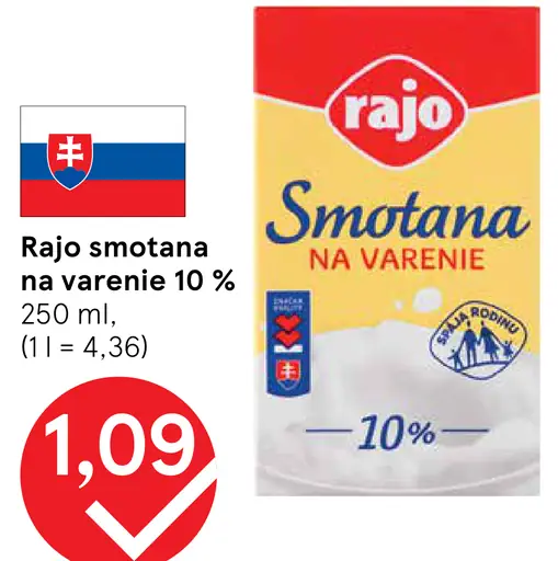 Rajo Smotana na varenie 10%