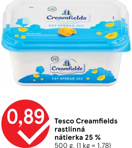 Tesco Creamfields rastlinná nátierka 25%