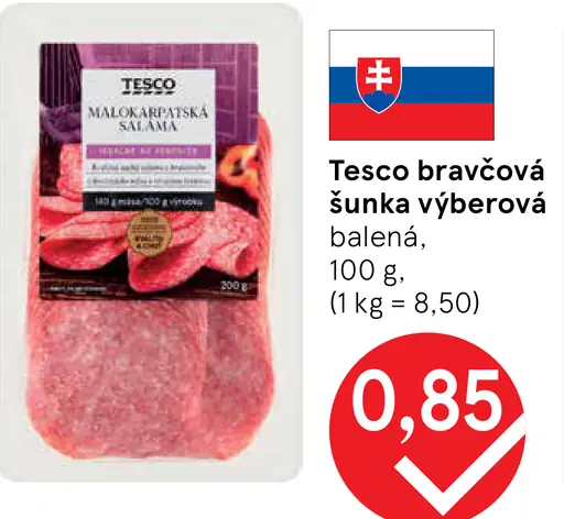 Tesco bravčová šunka výberová balená