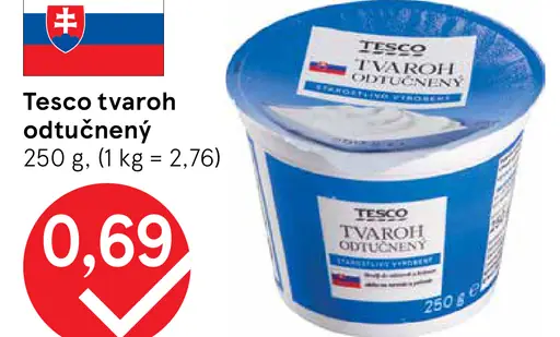 Tesco tvaroh odtučnený