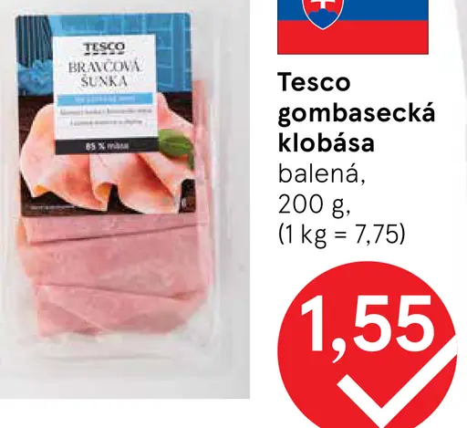 Tesco gombasecká klobása balená