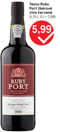 Tesco Ruby Port likérové víno červené