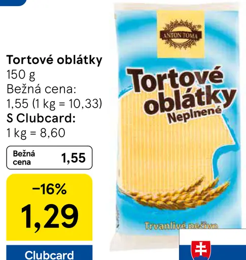 Tortové oblátky Neplnené