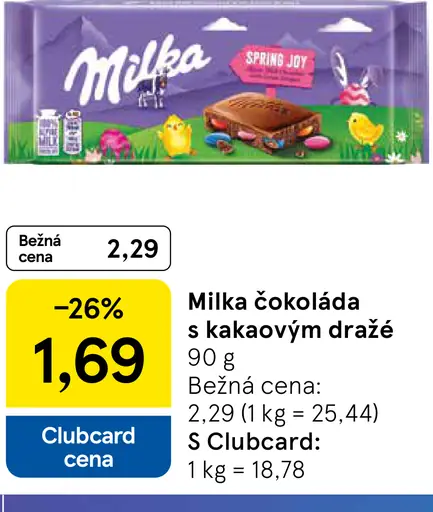 Milka Mliečna čokoláda z alpského mlieka s kakaovým dražé