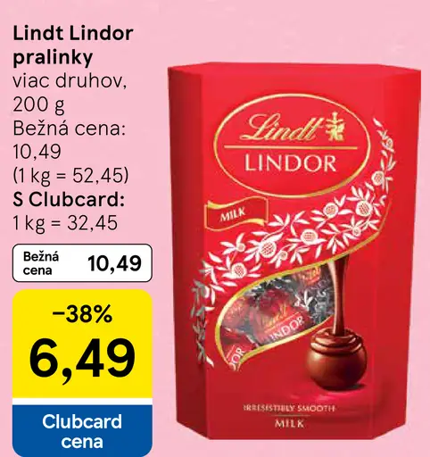 Lindt Lindor pralinky rôzne druhy
