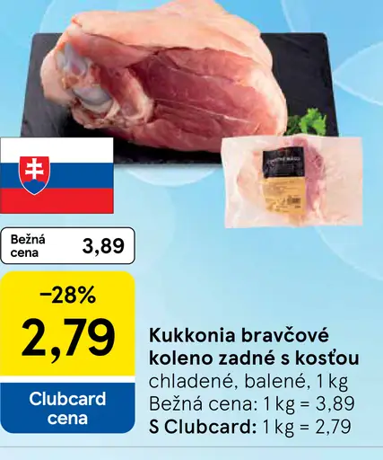 Kukkonia bravčové koleno zadné s kosťou chladené balené