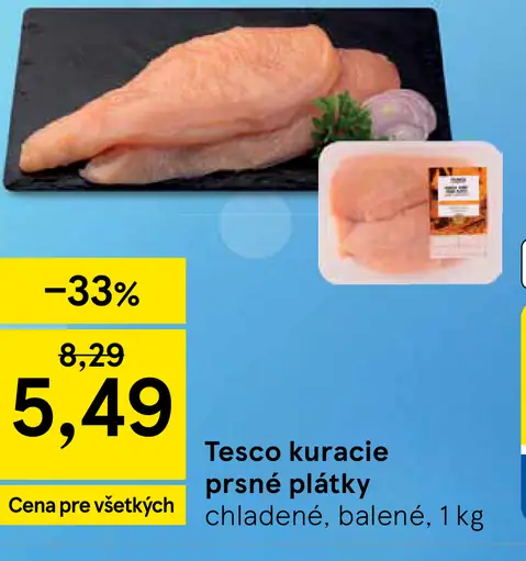 Tesco kuracie prsné filetky krájané soté chladené balené