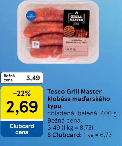 Tesco Grill Master klobása maďarského typu