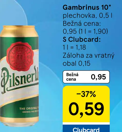 Gambrinus svetlé pivo plechovka