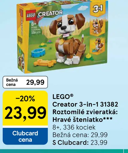LEGO Creator 3-in-1 311382 Roztomilé zvieratká: Hravé šteniatko
